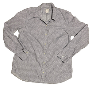 Gap Fitted Boyfriend Ditsy Floral Button Down Shirt Lavender Gray Cotton Cottage